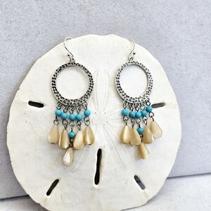 Silpada 925 Turquoise Mother of Pearl Earrings RARE